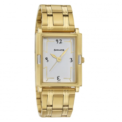 White Dial Golden Stainless Steel Strap Watch
