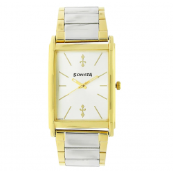 Silver Dial Two Toned Stainless Steel Strap Watch