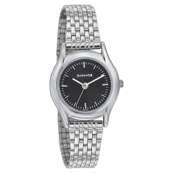 Essentials Black Dial Stainless Steel Strap