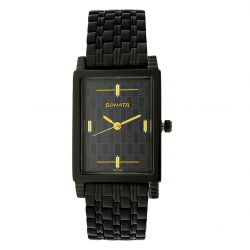 Black Dial Black Stainless Steel Strap Watch