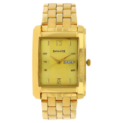 Champagne Dial Golden Stainless Steel Strap Watch