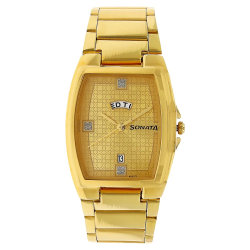 Champagne Dial Golden Stainless Steel Strap Watch