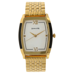 White Dial Golden Stainless Steel Strap Watch