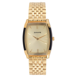 Champagne Dial Golden Stainless Steel Strap Watch