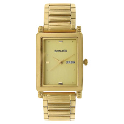 Champagne Dial Golden Stainless Steel Strap Watch