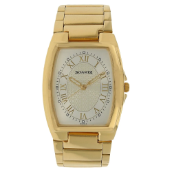 Champagne Dial Golden Metal Strap Watch