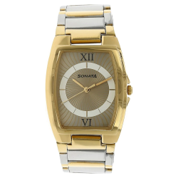 Champagne Dial Two Toned Metal Strap Watch