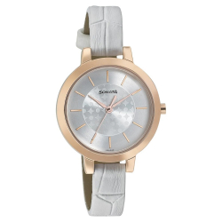Blush Silver Dial Leather Strap