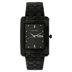 Black Dial Black Stainless Steel Strap Watch