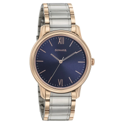 Beyond Gold Blue Dial Metal Strap Watch