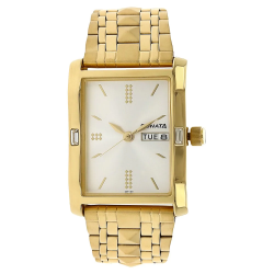 Silver Dial Golden Stainless Steel Strap Watch