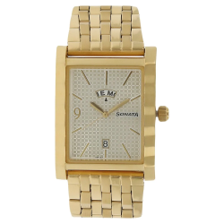 Silver Dial Golden Stainless Steel Strap Watch