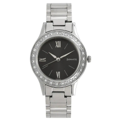 Stardust Black Dial Stainless Steel Strap