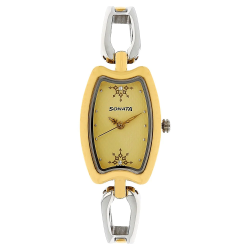 Beige Dial Two Toned Stainless Steel Strap Watch