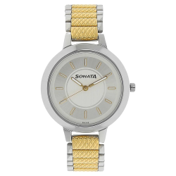 Champagne Dial Two Toned Stainless Steel Strap Watch