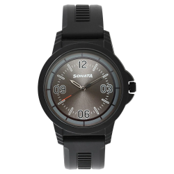 Grey Dial Black Plastic Strap Watch