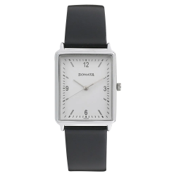 Essentials Silver Dial Leather Strap
