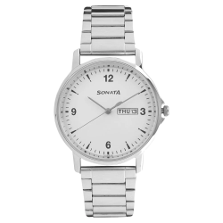 Essentials White Dial Stainless Steel Strap