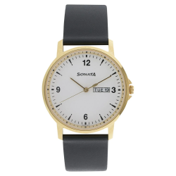 Essentials White Dial Leather Strap