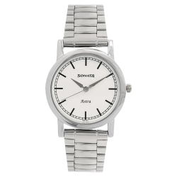 White Dial Silver Stainless Steel Strap Watch
