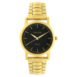Black Dial Golden Stainless Steel Strap Watch