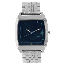 Blue Dial Silver Stainless Steel Strap Watch