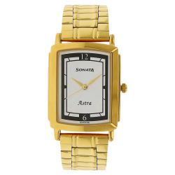 White Dial Golden Stainless Steel Strap Watch