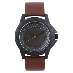 Grey Dial Brown Leather Strap Watch