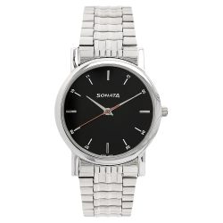 Black Dial Metal Strap Watch