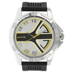 Black Dial Black Plastic Strap Watch