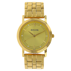 Champagne Dial Golden Metal Strap Watch