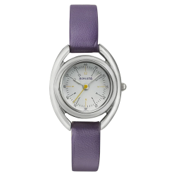 White Dial Purple Leather Strap Watch