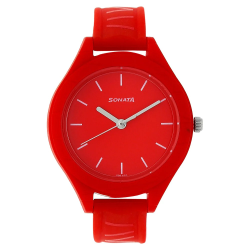 ColorPop Red Dial Plastic Strap