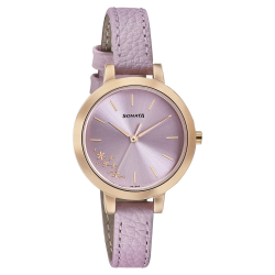 Blush It Up with Pink Dial Leather Strap Watch
