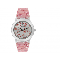 Silver Dial Pink Plastic Strap Watch