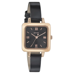 Blush It Up with Black Dial Leather Strap Watch