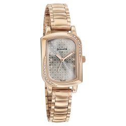 Blush It Up with Silver Dial Stainless Steel Strap Watch
