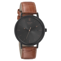 Sleek Black Dial Analog Watch with Date Function