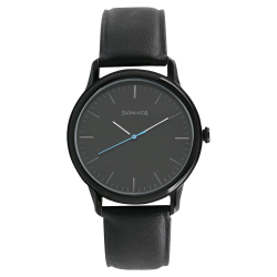 Sleek Black Dial Leather Strap