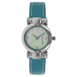 White Dial Blue Leather Strap Watch