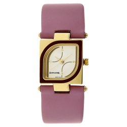 Silver Dial Pink Leather Strap Watch