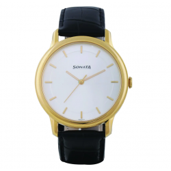 Sleek Silver Dial Leather Strap