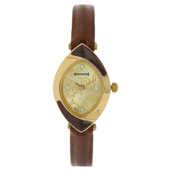 Champagne Dial Brown Leather Strap Watch