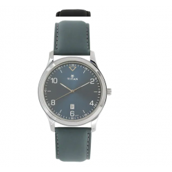 Workwear Watch with Blue Dial & Leather Strap