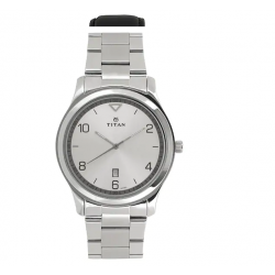Workwear Watch with White Dial & Stainless Steel Strap
