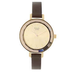 Raga Viva Rose Gold Dial Leather Strap Watch