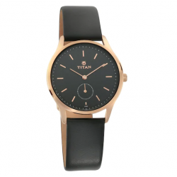 Workwear Watch with Black Dial & Leather Strap