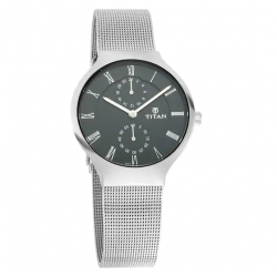 Workwear Watch with Black Dial & Metal Strap
