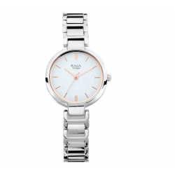 Raga Viva White Dial Metal Strap Watch