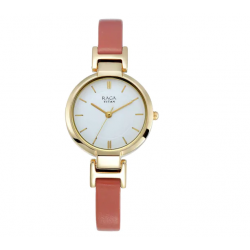 Raga Viva White Dial Leather Strap Watch